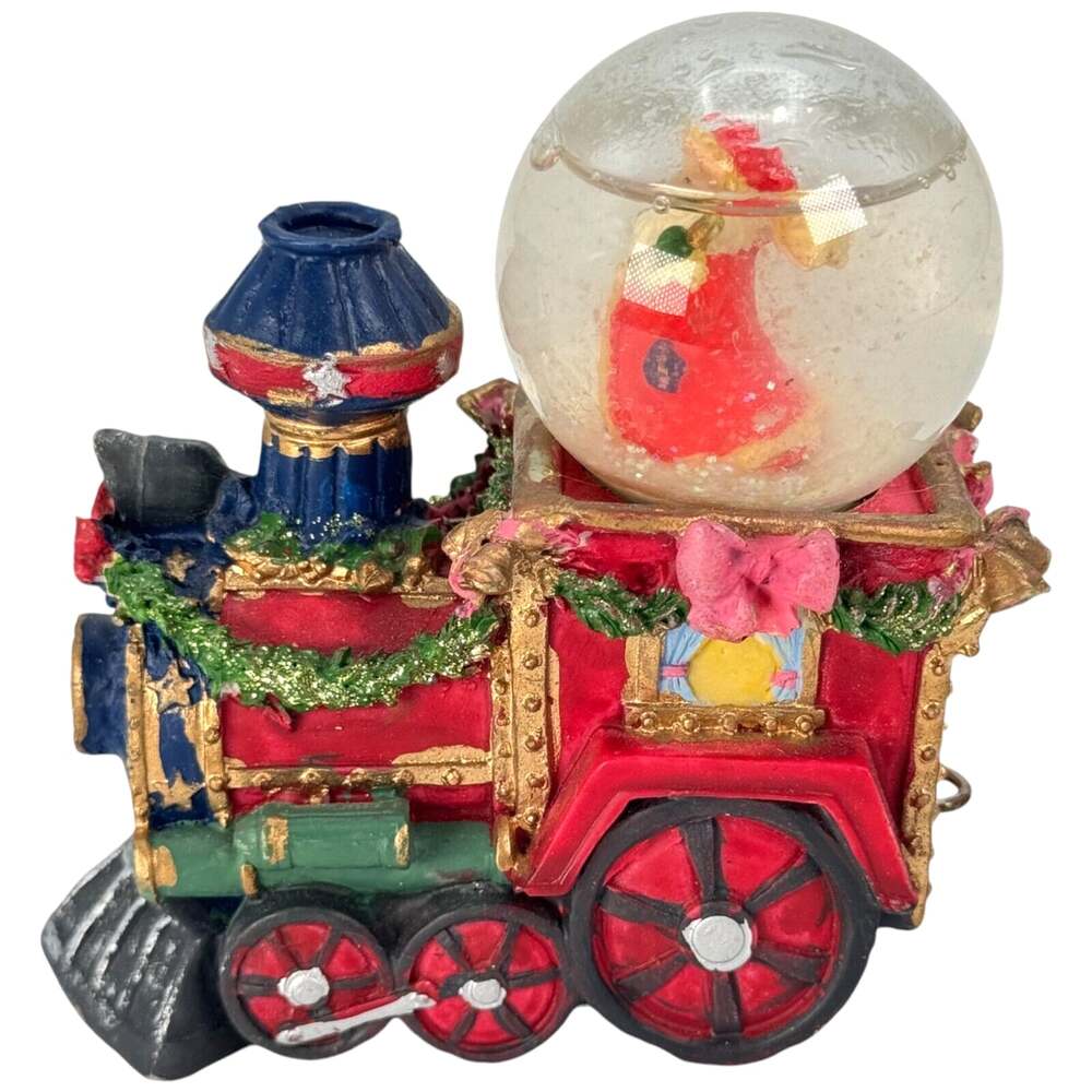 Santa Claus Snow Globe Christmas Train Glitter Garland Bows Red Decorative